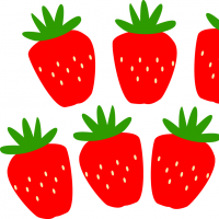 いちごが７つ並んだイラスト