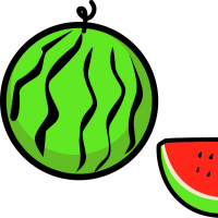 グリーンが鮮やかなスイカのイラスト