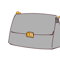 グレーでチェーンが付いた小さいバッグのイラスト