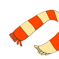 オレンジのストライプ柄のマフラーのイラスト